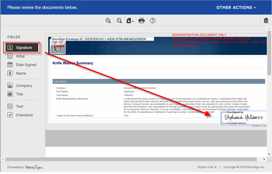 Working with DocuSign Fields